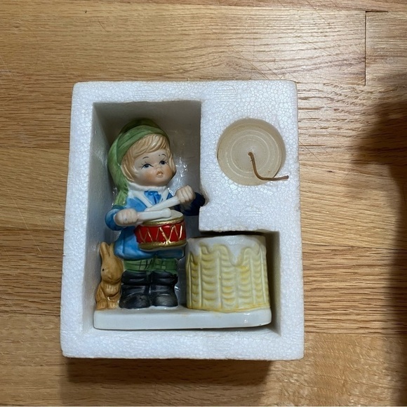 Vintage Drummer Boy Candle Holder Bisque Porcelain Jasco Taiwan Christmas - Picture 5 of 5